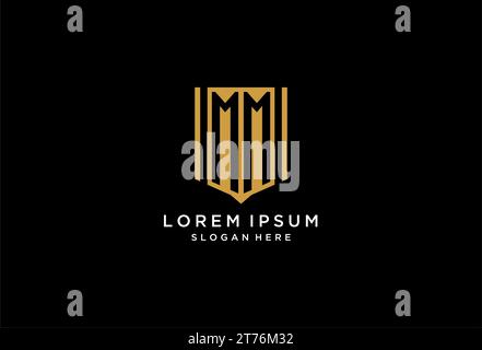 MM-Monogramm-Logo mit geometrischem Abschirmdesign Stock Vektor