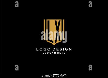LX-Monogramm-Logo mit geometrischem Abschirmdesign Stock Vektor