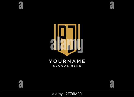 PJ-Monogramm-Logo mit geometrischem Abschirmdesign Stock Vektor