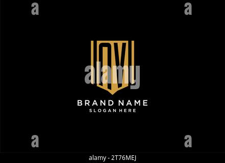 NV-Monogramm-Logo mit geometrischem Abschirmdesign Stock Vektor