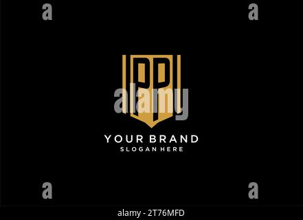 PP-Monogramm-Logo mit geometrischem Abschirmdesign Stock Vektor