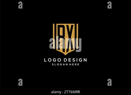 RX-Monogramm-Logo mit geometrischem Abschirmdesign Stock Vektor