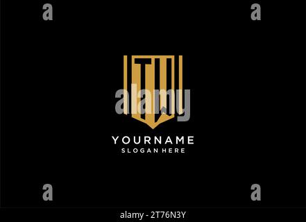 TW-Monogramm-Logo mit geometrischem Abschirmdesign Stock Vektor