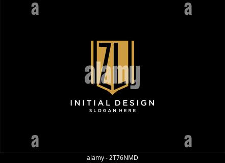 ZL-Monogramm-Logo mit geometrischem Abschirmdesign Stock Vektor
