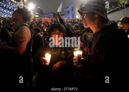 Nicht exklusiv: 13. November 2023, Mexiko-Stadt, Mexiko: Die LGBTTTI + Community Protest, um Klärung des Todes des Magistrats Jesus Ociel zu fordern Stockfoto