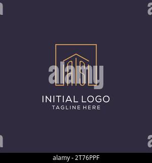 Initial ALS Logo mit quadratischen Linien, luxuriösem und elegantem Immobilienlogo Design Vektorgrafik Stock Vektor