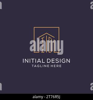 Initial ID Logo mit quadratischen Linien, luxuriöse und elegante Immobilien Logo Design Vektorgrafik Stock Vektor