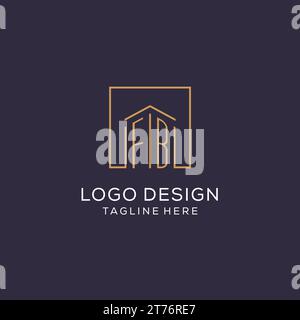 Anfängliches FB-Logo mit quadratischen Linien, luxuriöse und elegante Immobilienlogo-Design-Vektorgrafik Stock Vektor