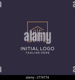 Initiale DES Logos mit quadratischen Linien, luxuriöse und elegante Immobilienlogo Design Vektorgrafik Stock Vektor