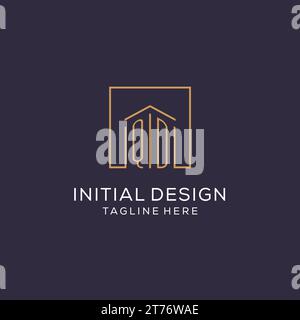 Erstes QD-Logo mit quadratischen Linien, luxuriöse und elegante Immobilienlogo-Design-Vektorgrafik Stock Vektor
