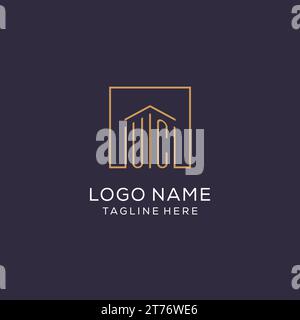 Anfängliches UC-Logo mit quadratischen Linien, luxuriöser und eleganter Immobilienlogo-Vektorgrafik Stock Vektor