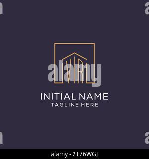 Erstes VR-Logo mit quadratischen Linien, luxuriöse und elegante Real Estate Logo Design Vektorgrafik Stock Vektor