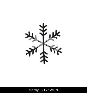 Schneeflocken-symbol. Weihnachten und Winter Thema. Einfache Schwarz Abbildung auf weißen Hintergrund. Stock Vektor