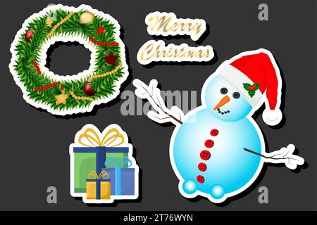 Schöne Farbillustration zum Thema des Feierns von jährlichen Weihnachten und Neujahrsfeierlichkeiten Stock Vektor