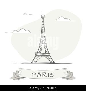 Der Pariser Eiffelturm im Skizzenstil Stock Vektor