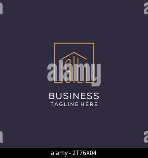 Anfängliches SL-Logo mit quadratischen Linien, luxuriöse und elegante Real Estate Logo Design Vektorgrafik Stock Vektor