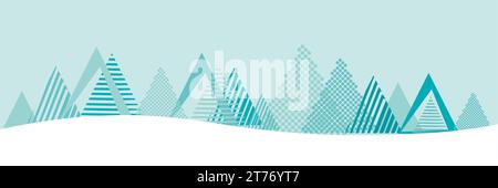 Abstrakter Winterlandschaftshintergrund eines Waldes im Berg. Moderne Vektor-Illustration. Stock Vektor