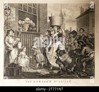 Der erzürnte Musiker Stich von William Hogarth 1741 Stockfoto