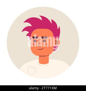 Punk mohawk junger Mann entspannt starren 2D Vektor Avatar Illustration Stock Vektor