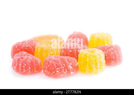 Zuckerbonbons auf weißem Hintergrund Stockfoto