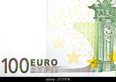 Einzelheiten einer Banknote von 100 Euro Stockfoto