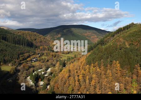 Blick auf das Dulas Valley von Corris nach Süden, Gwynedd/Powys Grenze WALES Großbritannien Stockfoto