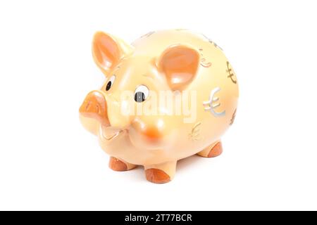 Schweinebank isoliert, Konzept für Unternehmen und Geld vor weißem Hintergrund sparen Stockfoto