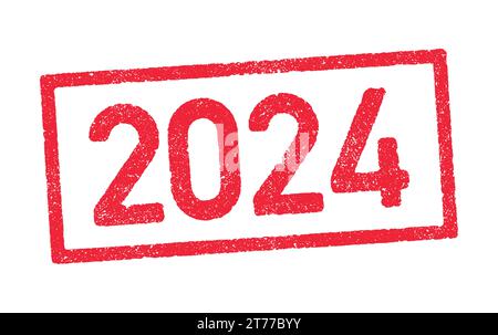 Vektorabbildung des Jahres 2024 in rotem Tintenstempel Stock Vektor