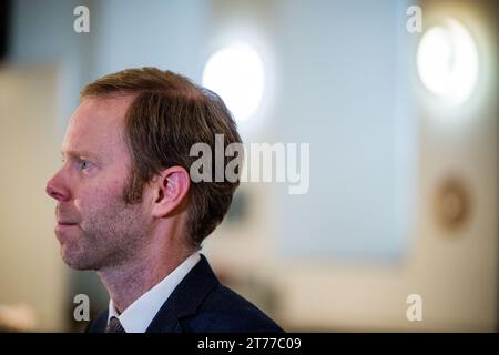 Brüssel, Belgien November 2023. CD&V Peter Van Rompuy, auf einer Pressekonferenz über die Einigung der flämischen Regierung über das Stickstoffdekret am Dienstag, den 14. November 2023 in Brüssel. BELGA FOTO JASPER JACOBS Credit: Belga News Agency/Alamy Live News Stockfoto