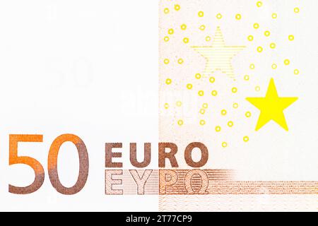 Einzelheiten einer Banknote von 50 Euro Stockfoto