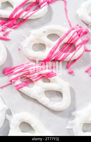 Pretzel Twist Mit Schokoladenüberzogene Gourmet-Spezialitäten Stockfoto