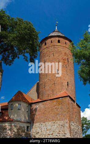 Mittelalterlicher Burgturm in Świdwin in Pommern, Woiwodschaft Westpommern (Zachodniopomorskie), Polen Stockfoto