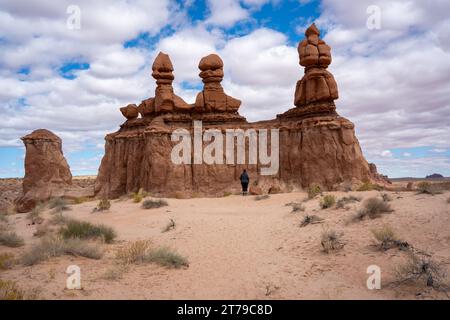 Three Sisters Rock Formation im Goblin Valley Utah Stockfoto