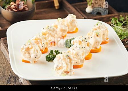 Garnelen oder Garnelen mit Käse, Stockfoto
