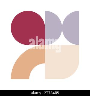 Trendiges Poster mit bauhaus-Muster. Abstrakte geometrische Farbform des Vektors in beigen und roten Pastellfarben. Einfache neo-moderne Designelemente. Modisches Retro Stock Vektor