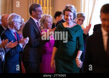 Brüssel, Belgien November 2023. Königin Mathilde von Belgien, dargestellt während eines königlichen Empfangs für Personen, denen eine edle Gunst oder eine Ehrenauszeichnung zuteil wurde, am Dienstag, den 14. November 2023, im Königlichen Palast in Brüssel. BELGA FOTO LAURIE DIEFFEMBACQ Credit: Belga News Agency/Alamy Live News Stockfoto