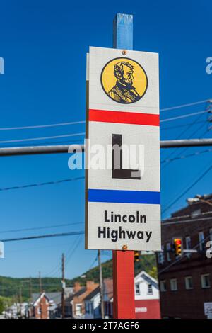 Bedford, PA – 27. September 2023: Der Lincoln Highway war der erste transkontinentale Highway in den Vereinigten Staaten. Stockfoto