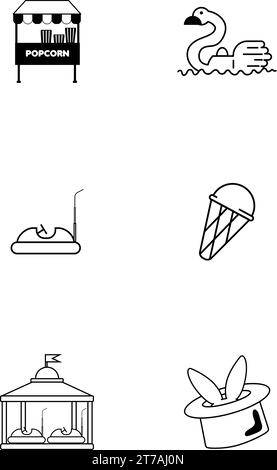 Isolierter Vergnügungspark Popcorn Zelt Icon Vektor Stock Vektor