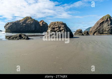 Ein Blick auf die Felsformationen am Meyers Creek Beach im Bundesstaat Oregon. Stockfoto