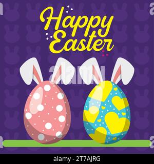 Ein Paar ostereier mit Hasenohren Vektor Stock Vektor
