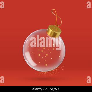 3D realistische Weihnachtsbälle aus hängendem Glas Stock Vektor