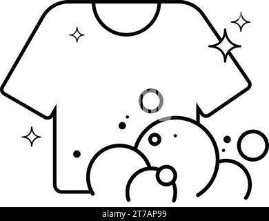 Isoliertes, gereinigtes Shirt mit Luftblasen-Symbol Vektor Stock Vektor