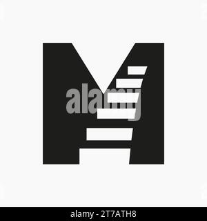 Buchstabe M Treppenlogo. Auf Alphabet Basierende Vektorvorlage Für Step-Logo-Symbol Stock Vektor