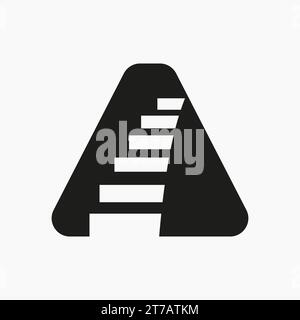 Treppenlogo mit Buchstabe A. Auf Alphabet Basierende Vektorvorlage Für Step-Logo-Symbol Stock Vektor
