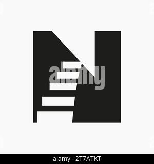 Letter N Treppenlogo. Auf Alphabet Basierende Vektorvorlage Für Step-Logo-Symbol Stock Vektor