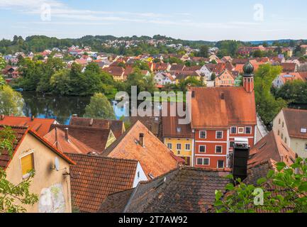 Aus der Vogelperspektive über das Dorf Kallmuenz in Bavria Stockfoto