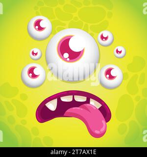 Gelber Monster-Avatar mit mehreren Augen Vektor Stock Vektor