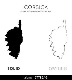 Karte von Korsika. Leere Vektorkarte der Insel. Grenzen von Korsika für Ihre Infografik. Vektorabbildung. Stock Vektor