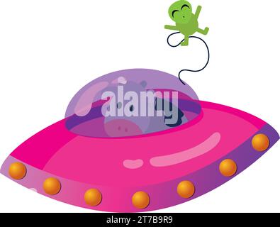 Isoliertes niedliches UFO Raumschiff Icon Vektor Stock Vektor