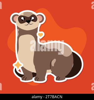 Isoliert niedlichen Frettchen Cartoon Charakter Vektor Stock Vektor